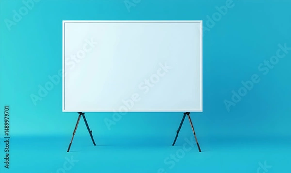 Obraz Blank Presentation Board on Stand with Bright Blue Background