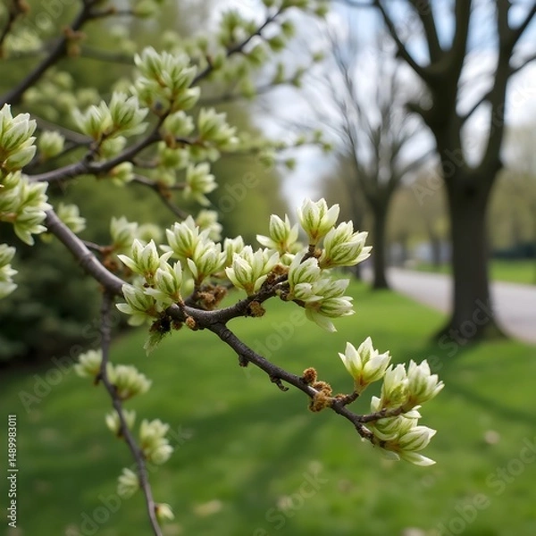 Obraz Brotes de flores de castaño floreciendo a lo largo de la avenida arbolada del parque