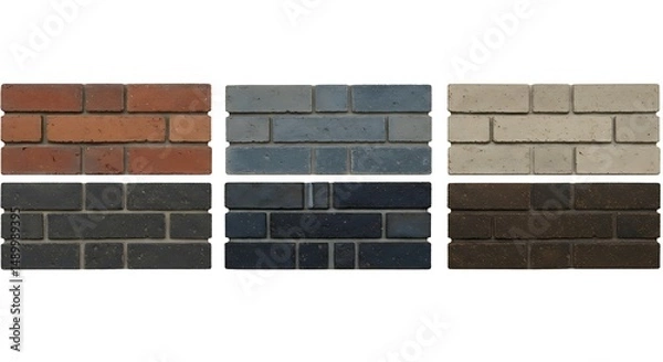 Fototapeta Various colored brick samples displayed for construction and design projects