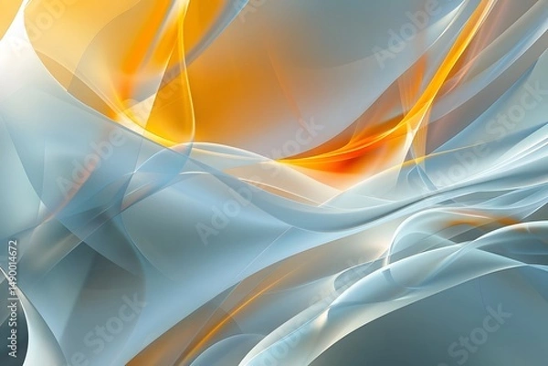 Obraz Abstract Orange and Blue Waves Flowing Seamlessly, Creating a Dynamic and Serene Visual Experience.  An Artistic Exploration of Color and Movement, Ideal for Backgrounds or Design Inspiration.
