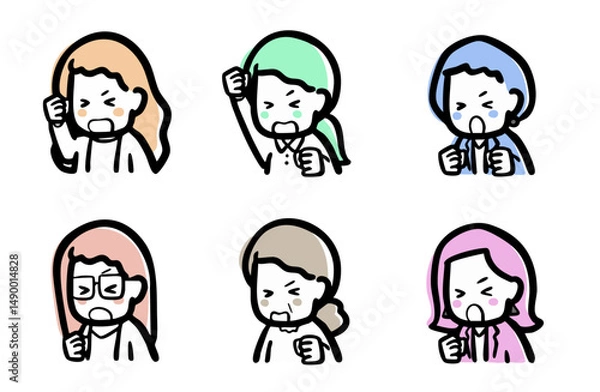 Fototapeta 怒った表情の、女性のバリエーション