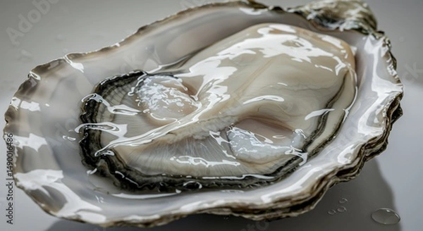 Fototapeta Close-up of a Fresh Oyster in its Shell