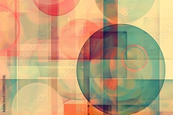 Fototapeta Abstract Geometric Shapes Intersect and Overlap, Creating a Dynamic Visual Composition with Blending Colors and Soft Hues, Evoking Feelings of Serenity and Modernity.