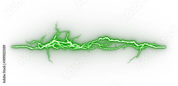 Obraz Green electricity blazing glow on transparent backgrounds 3d render png