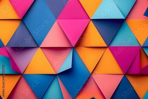 Fototapeta Vibrant Geometric Triangles Create an Abstract Colorful Pattern: A Study in Shape, Color, and Design, Featuring Vivid Hues and Bold Visual Appeal for Creative Inspiration.