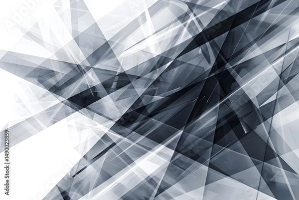 Fototapeta Abstract Geometric Shapes Intersect and Overlay, Creating a Dynamic and Modern Visual Composition with Contrasting Gradients of Gray and White, Showing Depth and Dimension in a Complex Design.