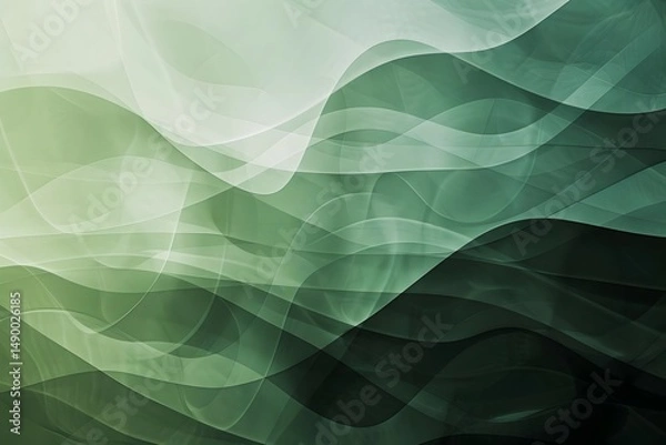 Fototapeta Abstract Green Waves:  Flowing, Serene, Organic Forms Create a Calming Visual Experience, Evoking Tranquility and Natural Beauty with Subtle Shades and Elegant Curves.
