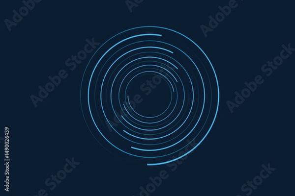 Obraz Radial spinning spiral pattern. Circular speed lines form collection. Rotating circle sound wave concepts. Abstract sunburst ray and beam design element for icon, badge, logo, tag, label. Vector