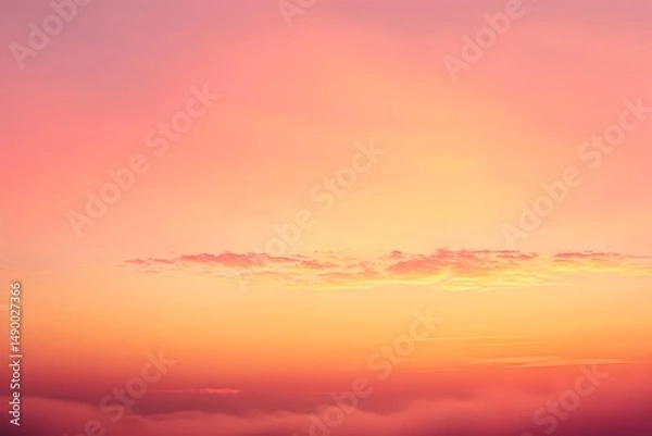 Fototapeta Vibrant Sunset Hues Paint the Sky with Clouds, Creating a Breathtaking and Serene Landscape, Inspiring Tranquility and Peaceful Feelings.  A Colorful Celestial Display at Dawn or Dusk.