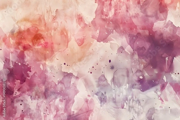Obraz Abstract Pink and Purple Watercolor Paint Splashes and Blobs Create a Dreamy, Ethereal, and Serene Artistic Background, Perfect for Design Projects Needing a Gentle and Calming Atmosphere.