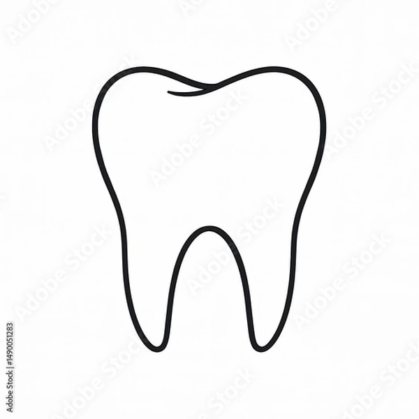 Fototapeta Vector logo of tooth outline on white background minimal dental icon for dentist clinic or oral health care branding
