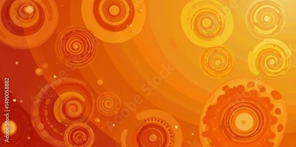 Obraz Stylish orange patterned wallpaper featuring swirls and circles, ideal for modern graphic designs, circles, geometric, wallpaper