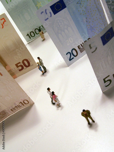 Obraz personen vor geldscheinen