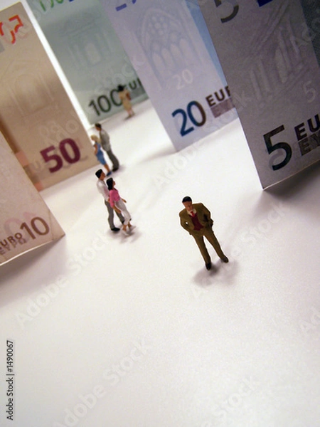 Obraz personen vor geldscheinen