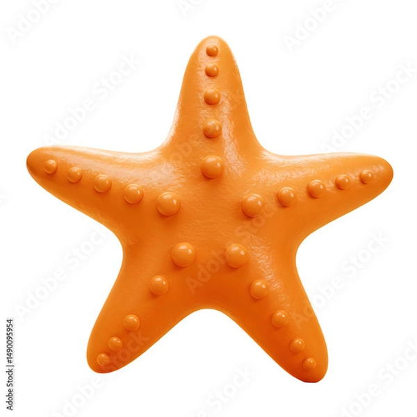 Obraz A vibrant orange starfish, detailed 3D render, background.3D plastic style isolated on white or transparent background