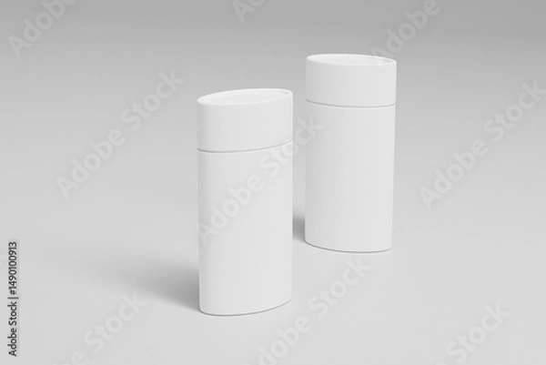 Fototapeta oval paper tube packaging mockup, recyclable oval deodorant stick twist up, cylindrical paper box container mockup, Sustainable rigid cardboard paper Packaging, push up paper tube
