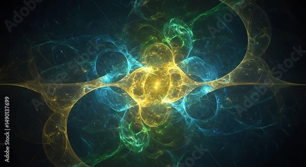 Obraz Abstract Fractal Art Featuring Yellow Blue And Green Hues