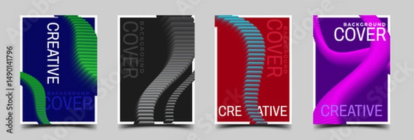 Fototapeta Colorful vibrant color cover template design. Gradient stripe flow object.