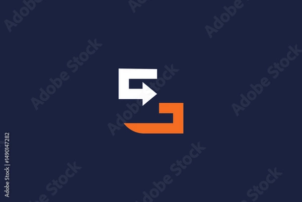 Fototapeta letter FG arrow logo icon template design vector	