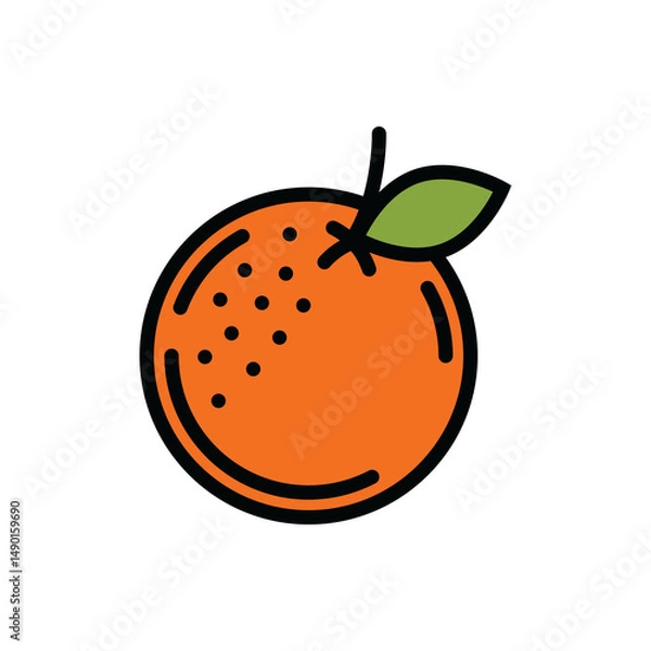 Fototapeta Contour icon of a ripe orange. A design element.