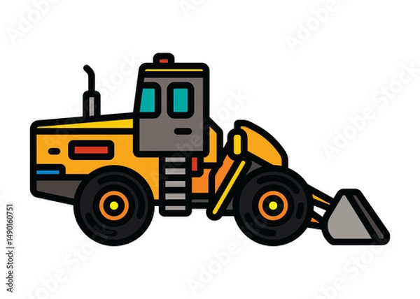 Fototapeta Contour icon of a bulldozer on wheels. A design element.