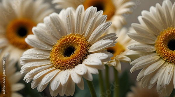 Fototapeta Cream-Colored Gerbera Daisy Close-Up A Stunning Floral Photograph,generative.ai
