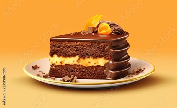 Obraz piece of chocolate cake with lemon