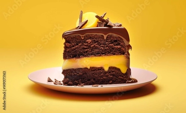 Obraz piece of chocolate cake with lemon