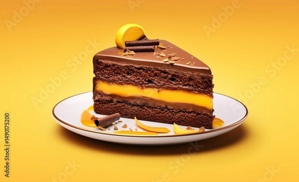 Obraz piece of chocolate cake with lemon