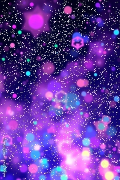 Fototapeta Colorful cosmic explosion with stars and lights in vibrant purple tones