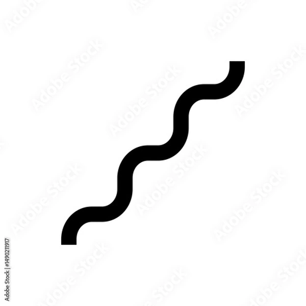Obraz A simple black and white illustration of a thick wavy line diagonally across the white background space