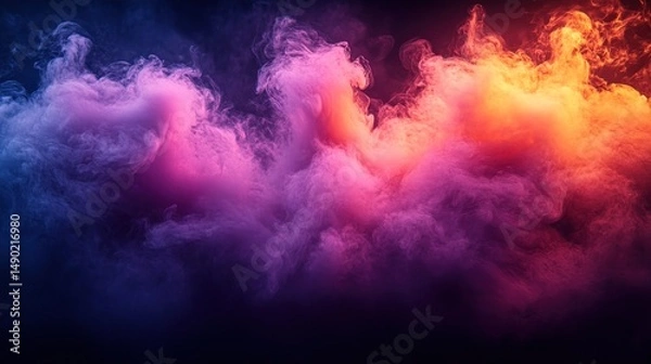 Fototapeta Abstract Colorful Smoke Cloudscape: A Vivid Dreamscape of Purple, Pink, and Orange Hues