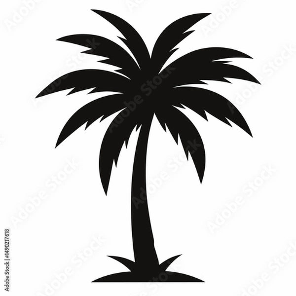Fototapeta Date palm tree vector Silhouette on white background