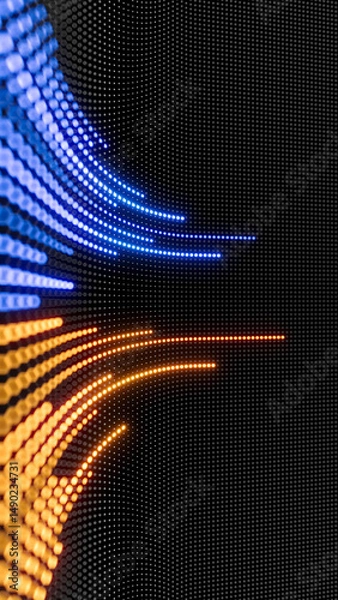 Fototapeta Flow Particles. Big Data, Digital Neural Network, Ai Concept Background- 3d illustration