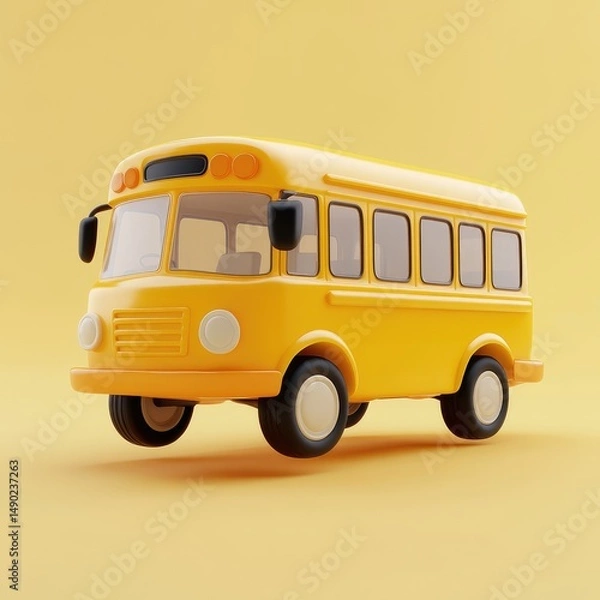 Obraz A stylized yellow school bus illustration, digitally rendered.
