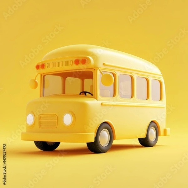 Obraz Simplified yellow school bus on a bright backdrop.