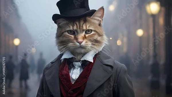 Obraz black cat with hat