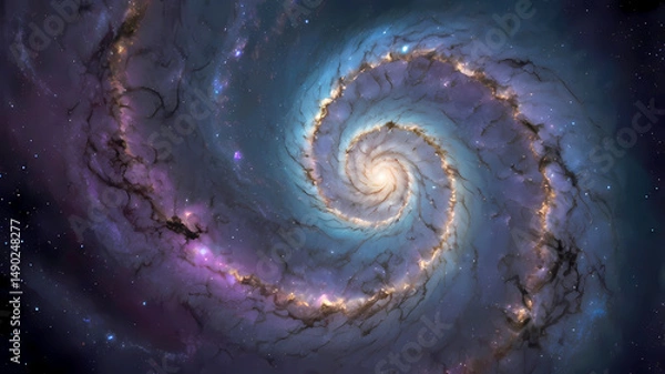 Fototapeta Deep Space Vortex with Luminous Nebula Clouds and Cosmic Glow, Galactic Nebula, Shimmering Stars, Cosmic Dust
