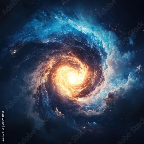 Fototapeta Exploring cosmic wonders spiral galaxy outer space digital art ethereal environment wide-angle view astronomy concept
