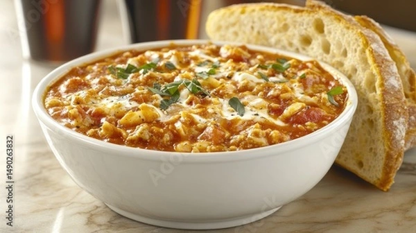 Obraz Tomato based dish with bread