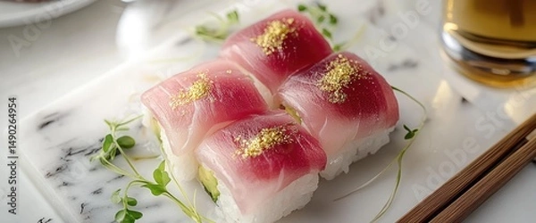 Obraz Tuna sushi rolls closeup