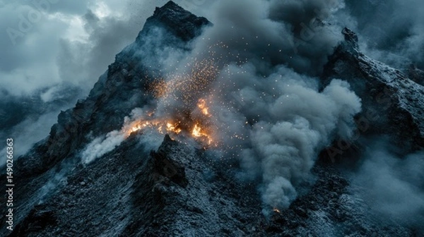 Obraz Volcanic eruption mountain landscape