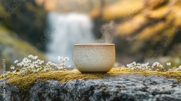Obraz Warm beverage outdoor waterfall