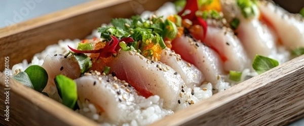 Obraz White fish dish over rice