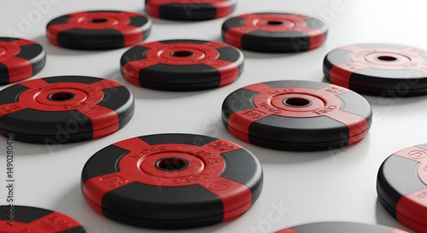 Obraz Core slider discs in black and red, placed side by side on white surface