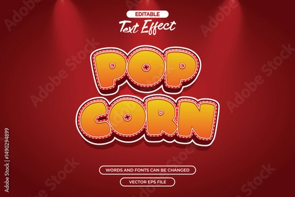 Fototapeta Pop corn editable text effect  with red background