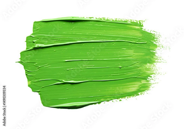 Fototapeta Bright and elegant green paint brush strokes on a white and transparent background,PNG