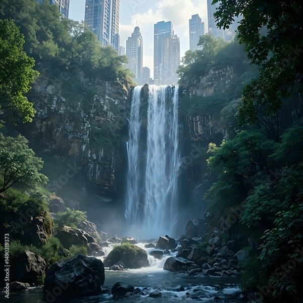 Obraz waterfall in the forest