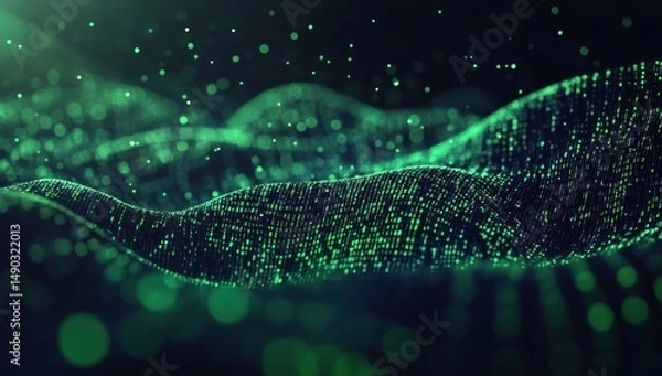 Fototapeta Abstract Green Digital Waveforms