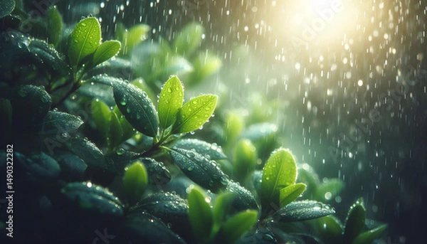 Fototapeta raindrop on leaf	